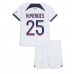 Paris Saint-Germain Nuno Mendes #25 Bortedraktsett Barn 2023-24 Korte ermer (+ Korte bukser)